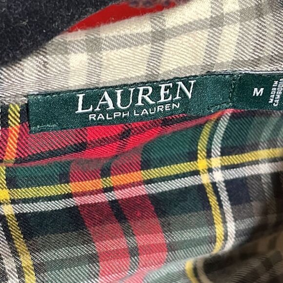 Lauren Ralph Lauren sleep shirt womens Sz Medium embroidered plaid funnel crest - Picture 6 of 10